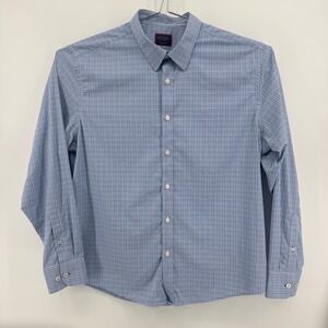 UNTUCKit Button Down Mens XL Blue Plaid Nylon Spandex Pascal Stretch Shirt